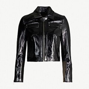 Maje patent leather Black Women's Leather Jacket